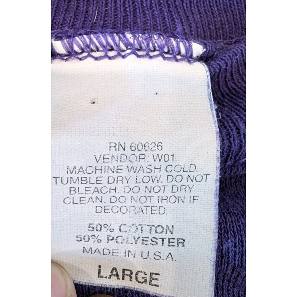 Vtg MORNING SUN 3D Floral Granny Sweatshirt Womens L Purple Pullover Crewneck - Picture 5 of 9